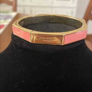 NWT Henri Bendel Gold and Pink Geometric Bangle